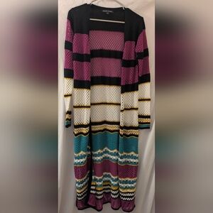 Boston Proper Pink and Black Cardigan Sweater